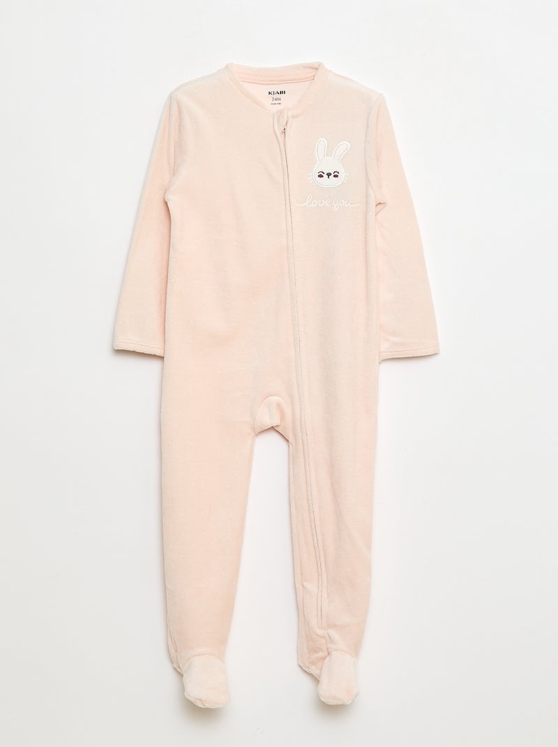 Dors-bien en velours avec ouverture zippée Rose - Kiabi