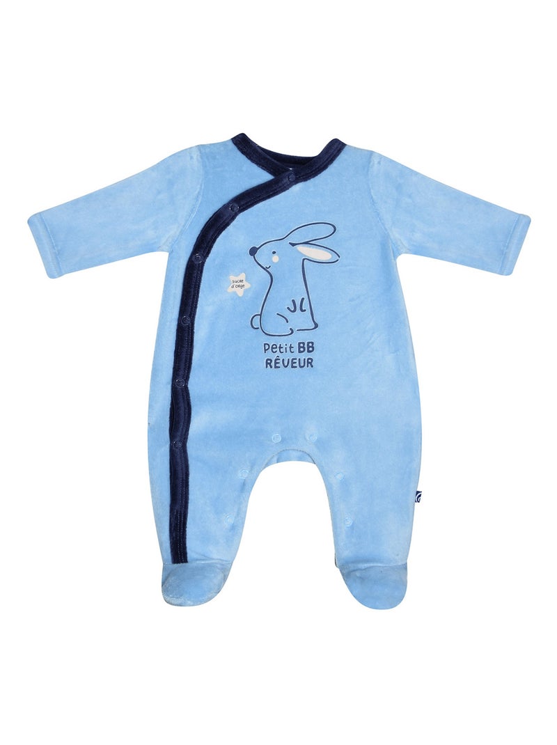 DORS BIEN MACEO VELOURS RASE OUVERTURE DEVANT NAISSANCE Bleu - Kiabi