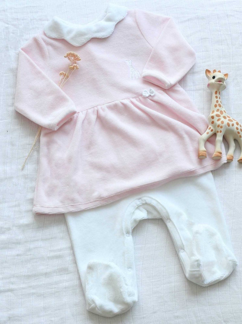 Dors-bien robe col Claudine Blanc Rose - Kiabi