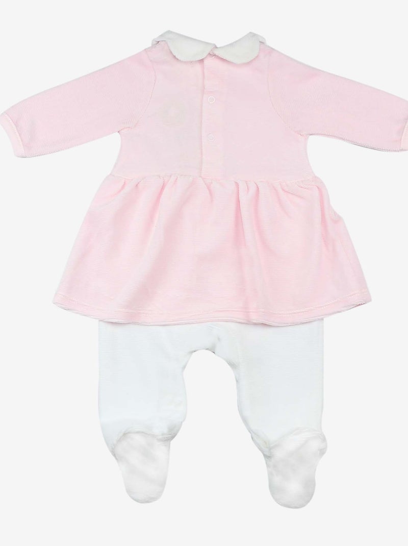 Dors-bien robe col Claudine Blanc Rose - Kiabi