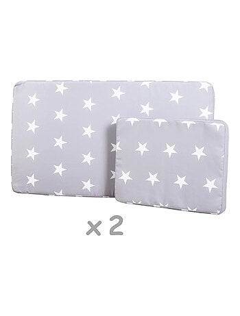 Double chaise longue pour enfants en bois FSC avec 4 coussins et pare soleil 'Roba little stars'