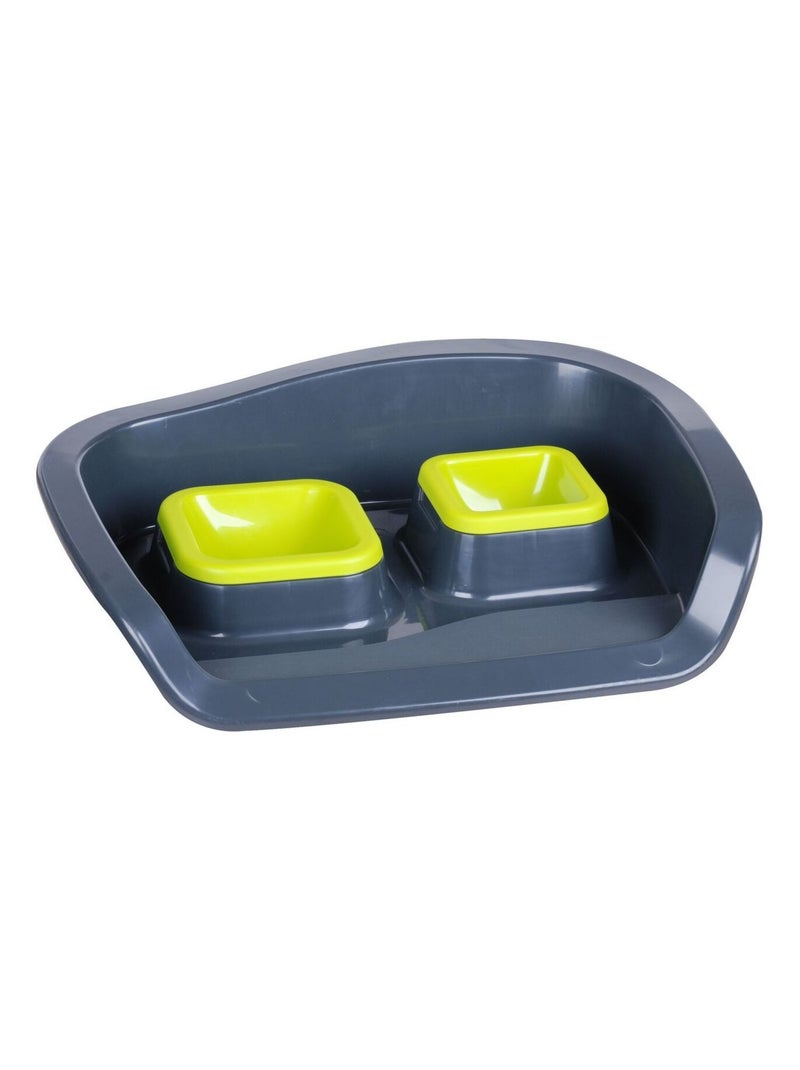 Double gamelle avec plateau pour chien et chat Vert - Kiabi
