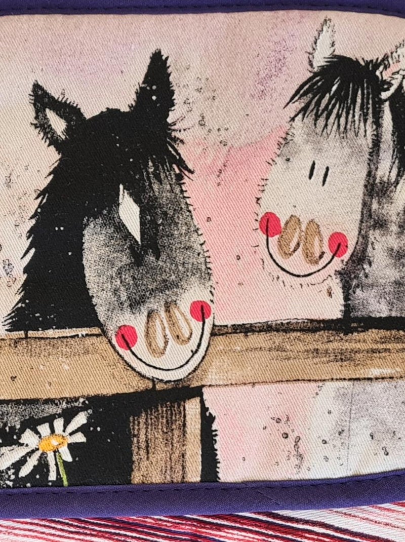 Double manique en coton chevaux par Alex Clark Rose - Kiabi