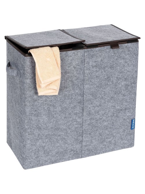 Double panier à linge en feutrine Scandi - L. 52 x H. 54 cm - Kiabi
