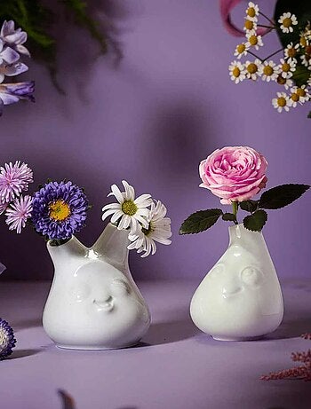 Double petit vase humeur en porcelaine hôtelière blanche 10 cm