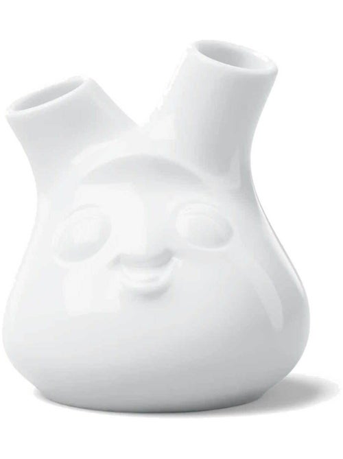 Double petit vase humeur en porcelaine hôtelière blanche 10 cm - Kiabi