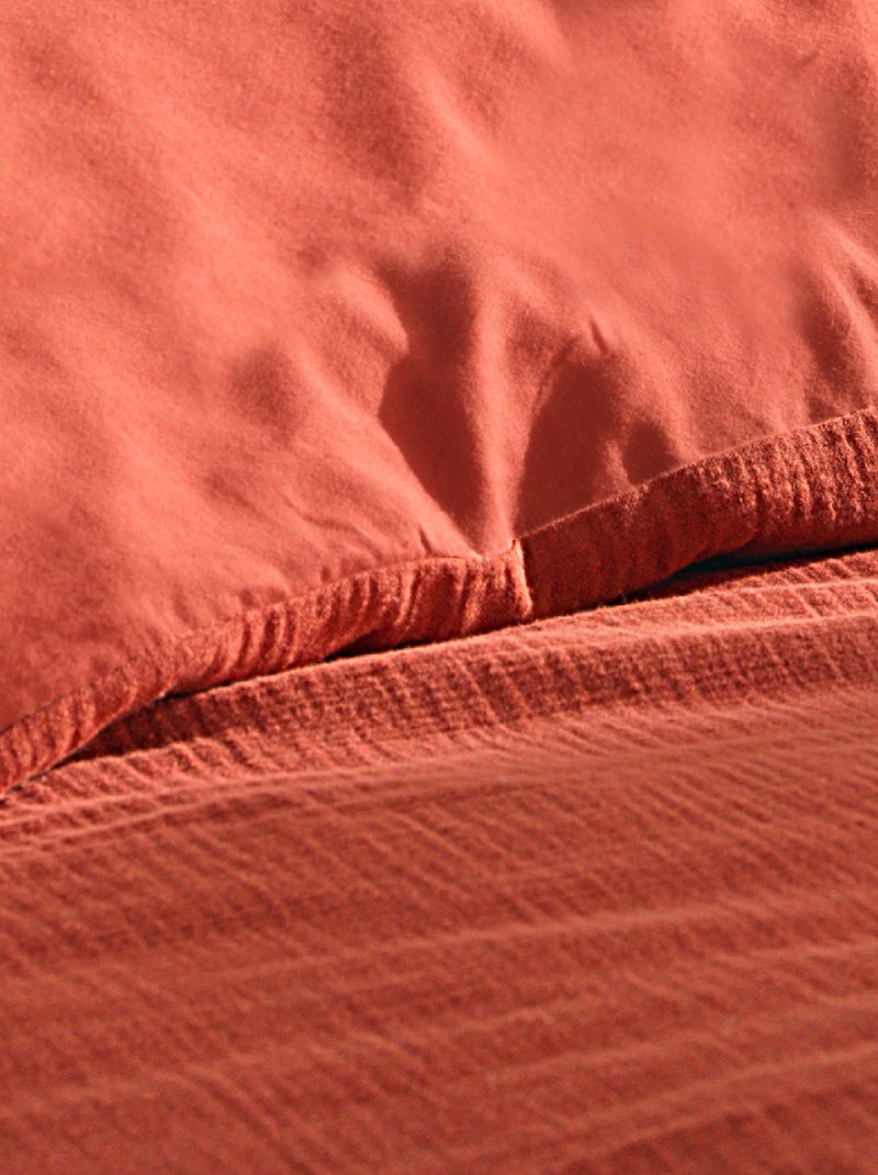 Douceur d'Intérieur - Housse de couette + 2 taies d'oreiller Angelia Orange mandarine - Kiabi