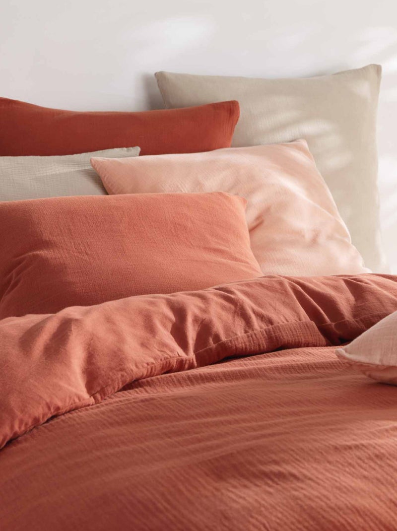 Douceur d'Intérieur - Housse de couette + 2 taies d'oreiller Angelia Orange mandarine - Kiabi
