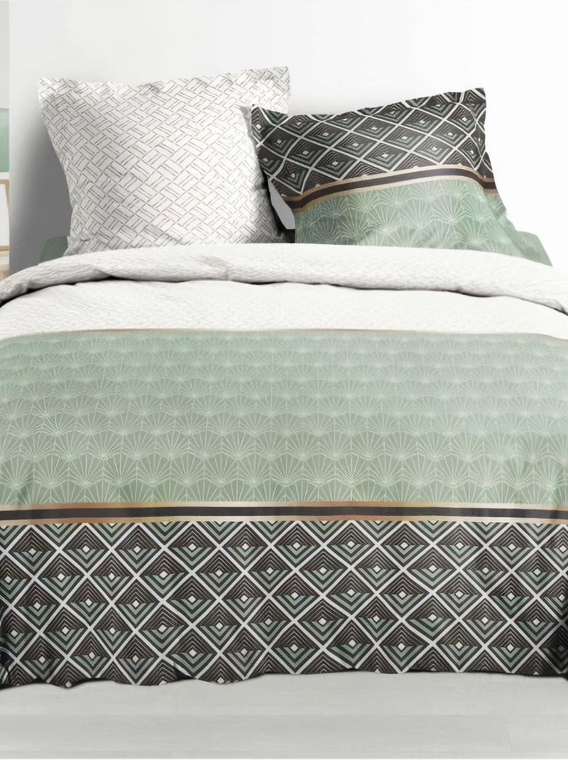 Douceur d'Intérieur - Housse de couette + 2 taies d'oreiller Belor Vert - Kiabi