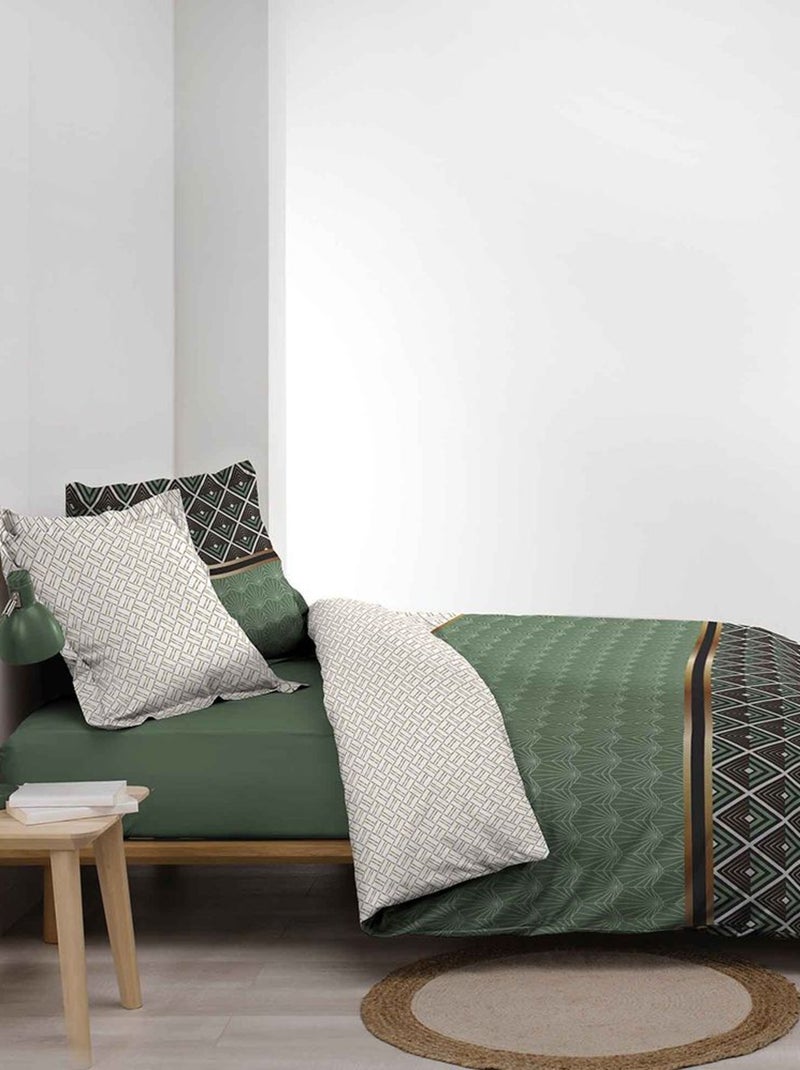 Douceur d'Intérieur - Housse de couette + 2 taies d'oreiller Belor Vert - Kiabi