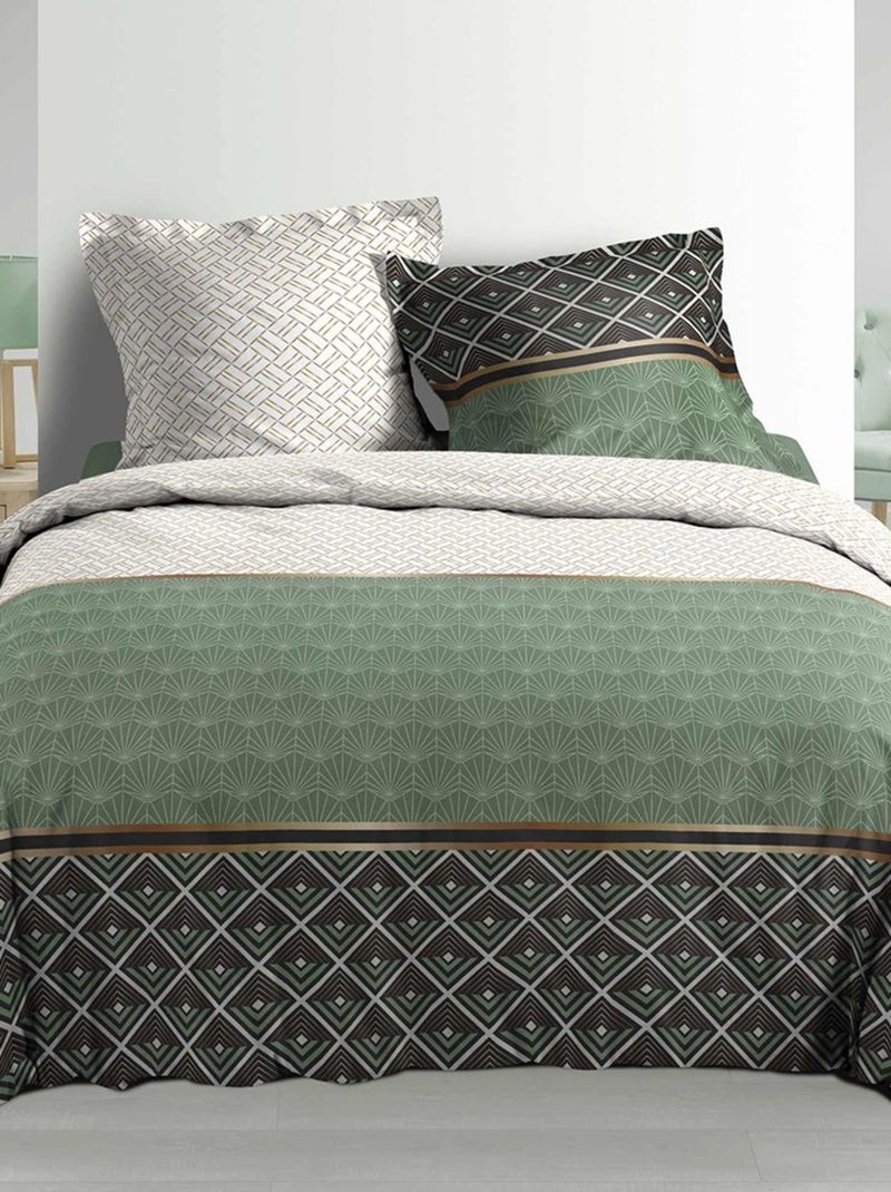 Douceur d'Intérieur - Housse de couette + 2 taies d'oreiller Belor Vert - Kiabi