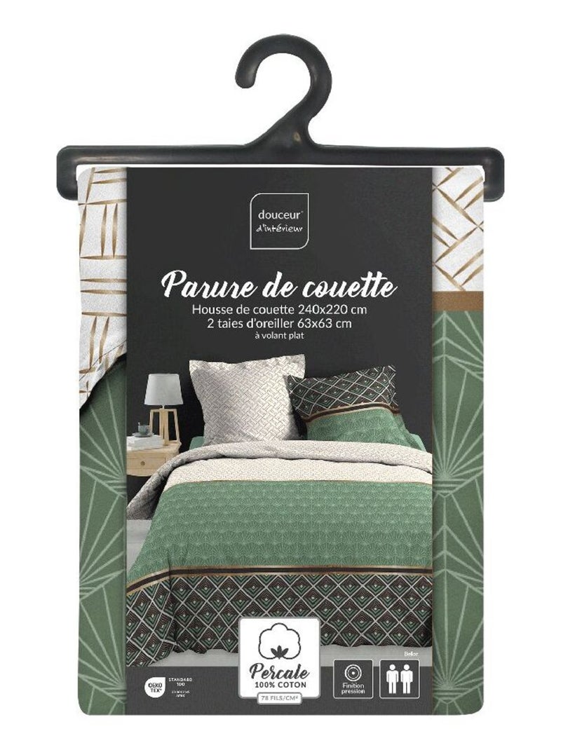 Douceur d'Intérieur - Housse de couette + 2 taies d'oreiller Belor Vert - Kiabi