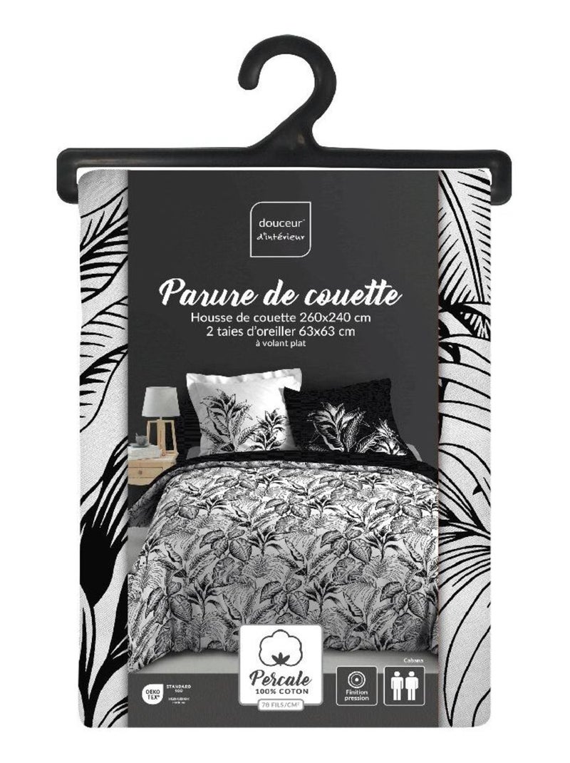 Douceur d'Intérieur - Housse de couette + 2 taies d'oreiller Cabana Noir Noir - Kiabi