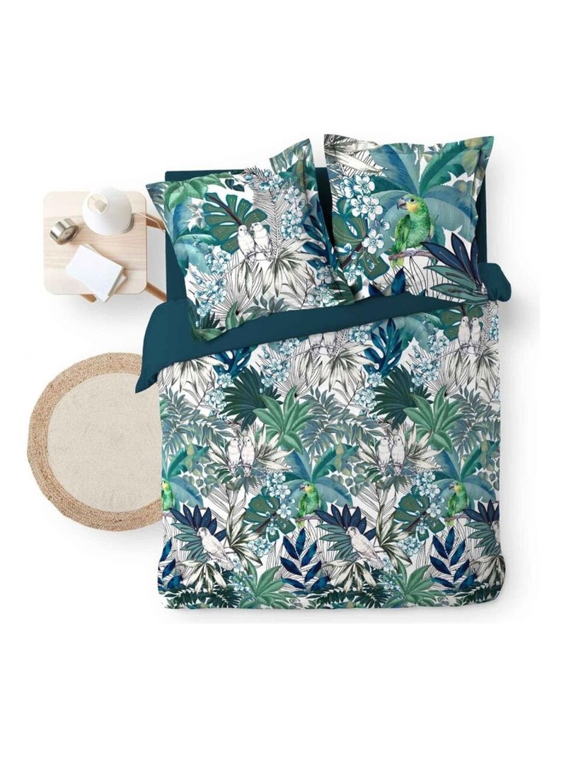 Douceur d'Intérieur - Housse de couette + 2 taies d'oreiller Colibri Vert - Kiabi