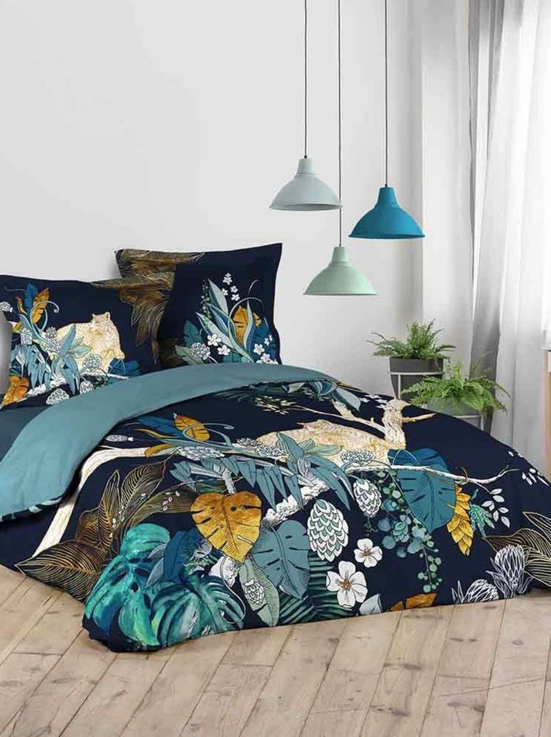 Douceur d'Intérieur - Housse de couette + 2 taies d'oreiller Mistic Bleu - Kiabi