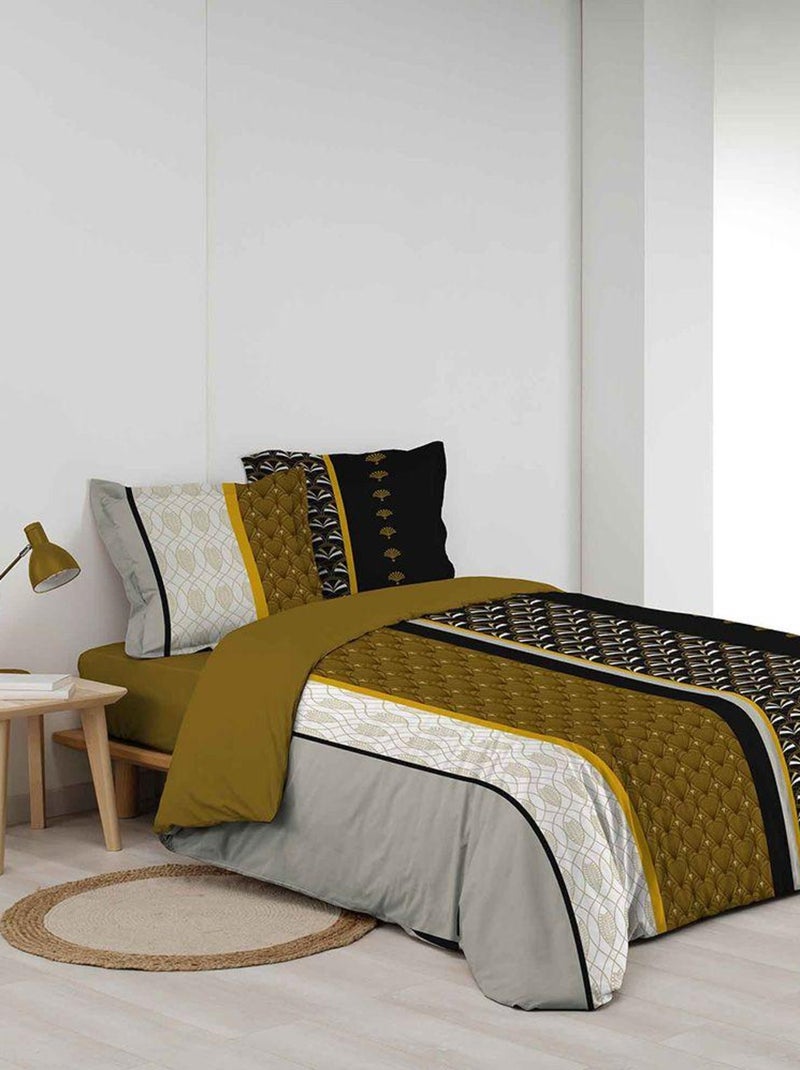 Douceur d'Intérieur - Housse de couette + 2 taies d'oreiller Smarty Moutarde - Kiabi