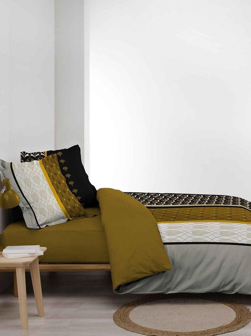 Douceur d'Intérieur - Housse de couette + 2 taies d'oreiller Smarty Moutarde - Kiabi