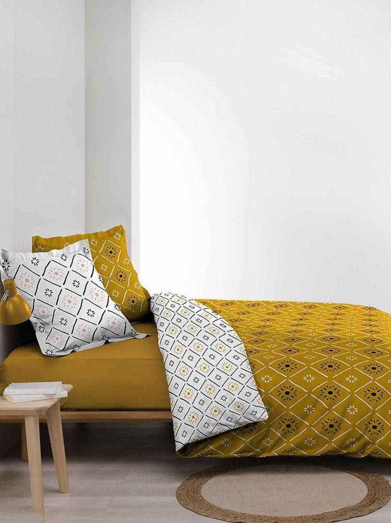 Douceur d'Intérieur - Housse de couette + 2 taies d'oreiller Tahina Jaune - Kiabi