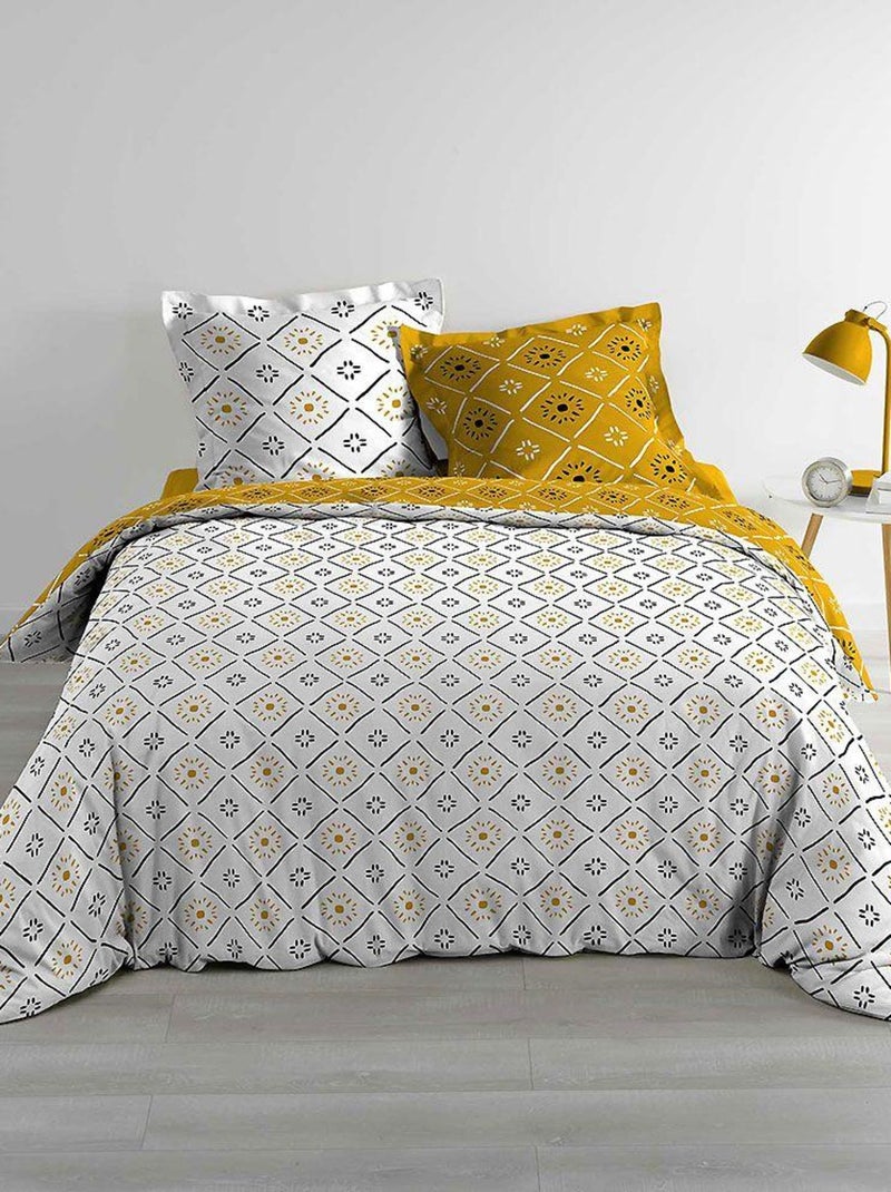 Douceur d'Intérieur - Housse de couette + 2 taies d'oreiller Tahina Jaune - Kiabi