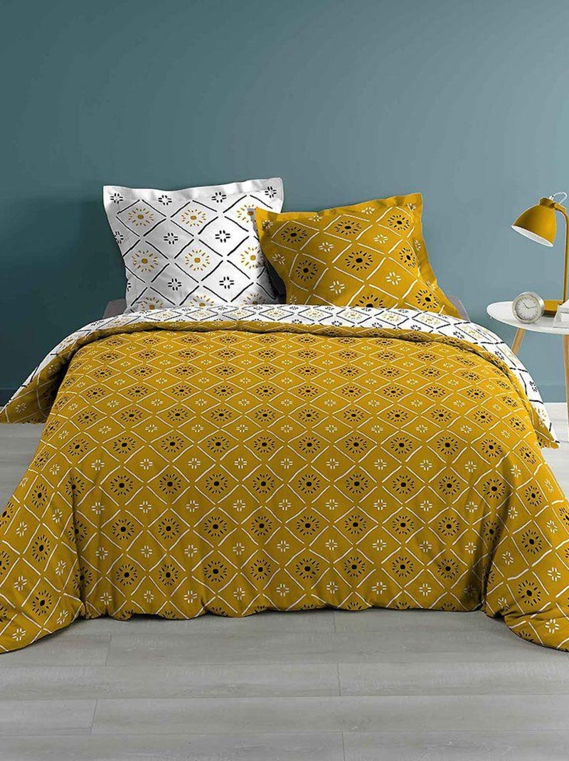 Douceur d'Intérieur - Housse de couette + 2 taies d'oreiller Tahina Jaune - Kiabi