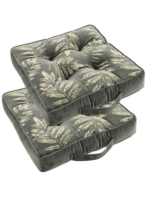 Douceur d'Intérieur - Lot de 2 coussins de sol Adelor gris - Kiabi