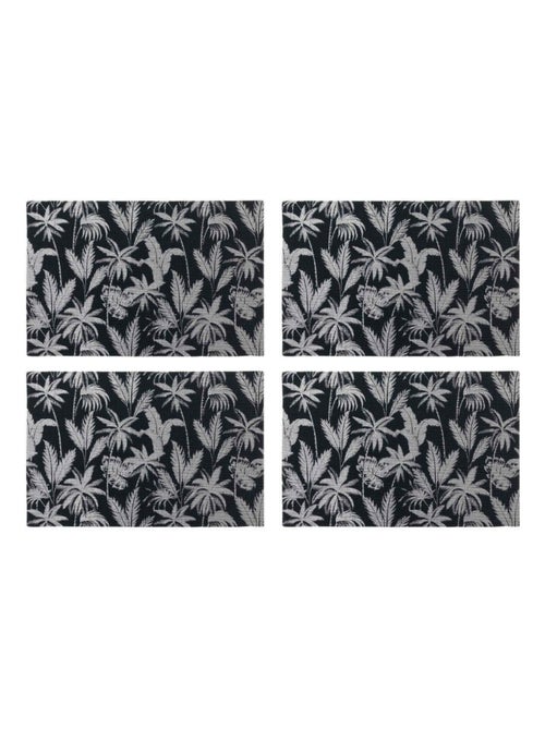 Douceur d'Intérieur - Lot de 4 Sets de table Feuillor noir et argent - Kiabi