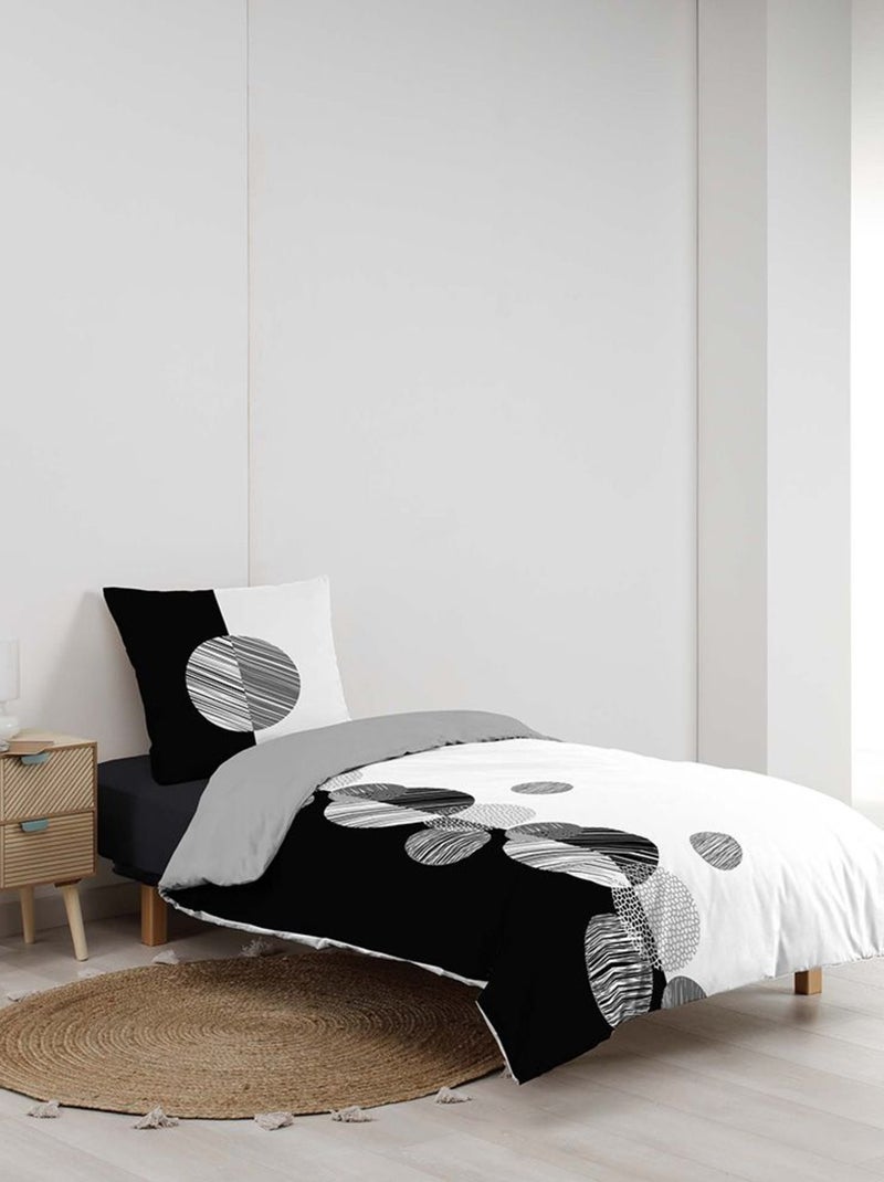 Douceur d'Intérieur - Pack 4 pièces Stormi - Parure de lit avec 2 draps housse Noir Noir - Kiabi