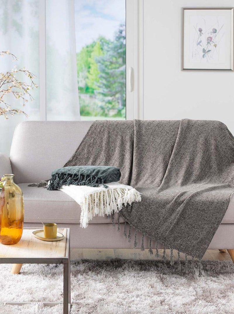 Douceur d'Intérieur - Plaid Chenille Melissa Taupe - Kiabi