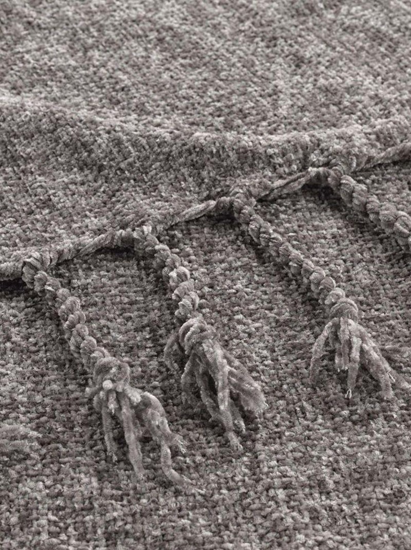 Douceur d'Intérieur - Plaid Chenille Melissa Taupe - Kiabi