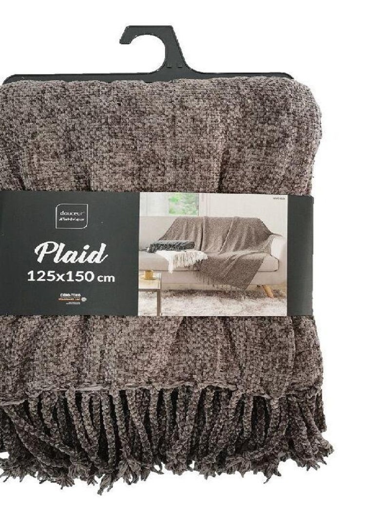 Douceur d'Intérieur - Plaid Chenille Melissa Taupe - Kiabi