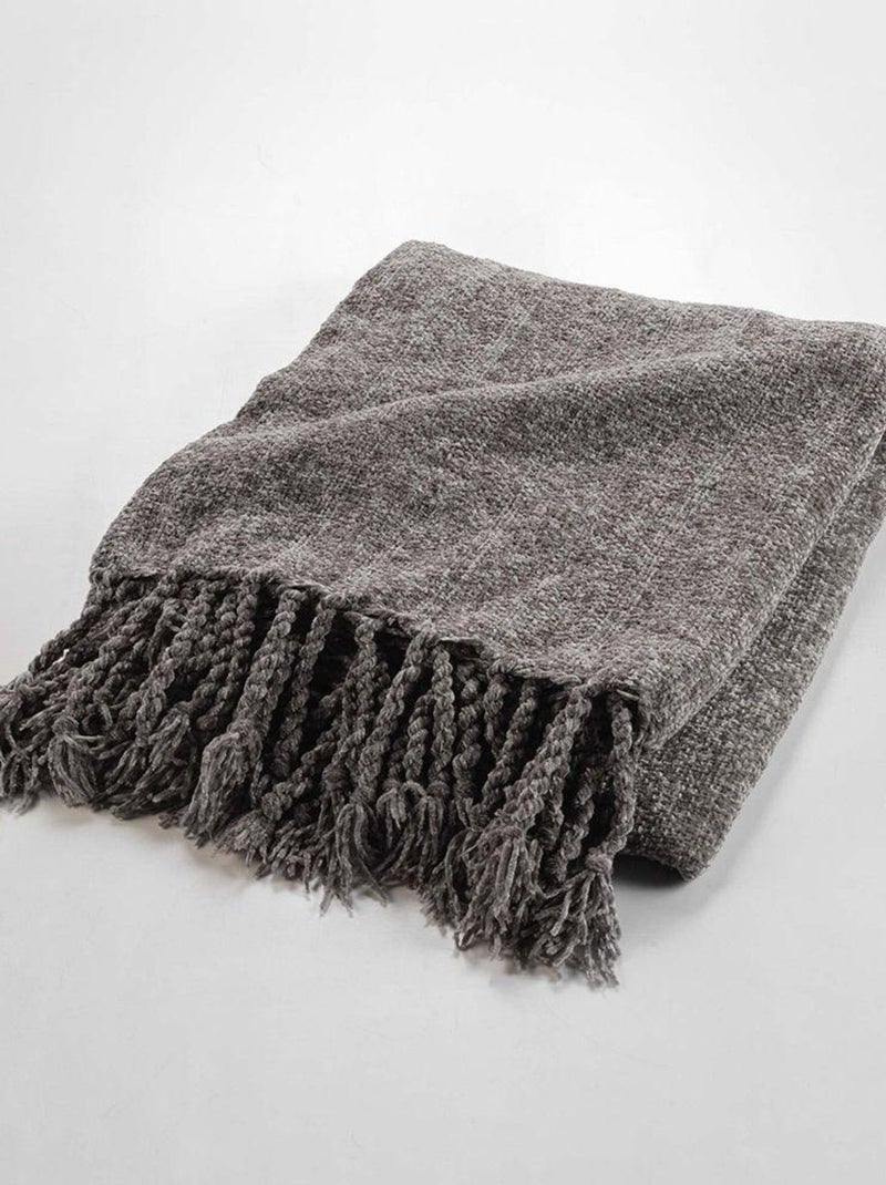 Douceur d'Intérieur - Plaid Chenille Melissa Taupe - Kiabi