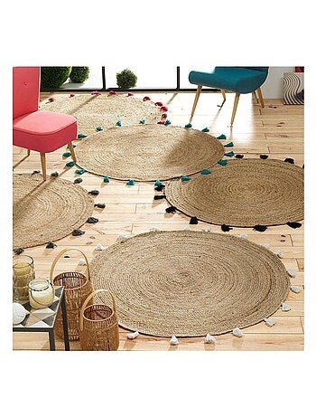 Douceur d'Intérieur - Tapis Shira - tapis rond à pompons