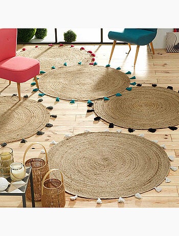 Douceur d'Intérieur - Tapis Shira - tapis rond à pompons