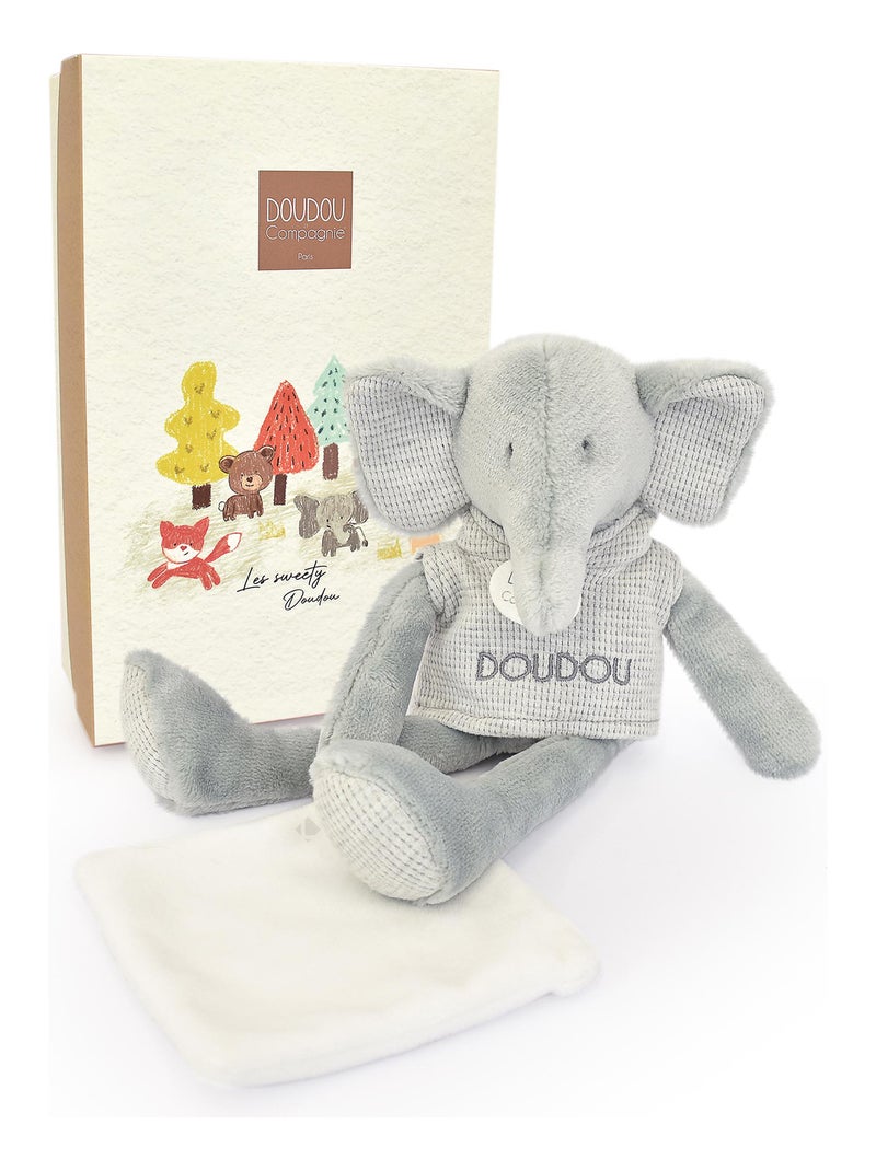 Doudou 25 cm polyester collection SWEETY DOUDOU Eléphant Blanc - Kiabi