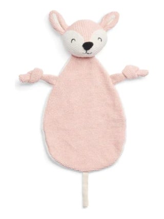 Doudou attache sucette biche en tricot rose pâle