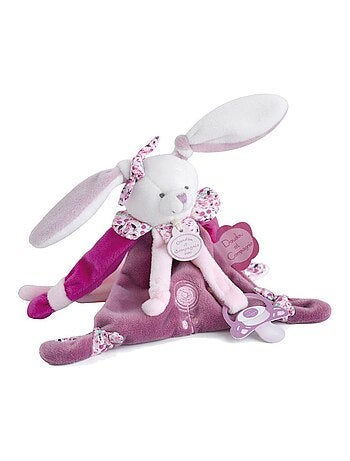 Doudou attache-sucette Cerise le lapin
