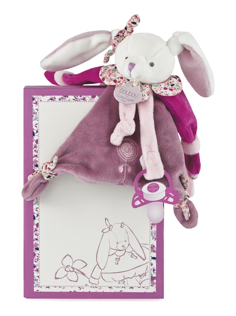 Doudou attache-sucette lapin 17 cm collection LAPIN CERISE rose Rose - Kiabi