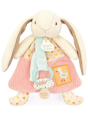 Doudou attache-sucette lapin Ciboulette polyester collection DANS MON JARDIN