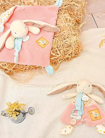 Doudou attache-sucette lapin Ciboulette polyester collection DANS MON JARDIN