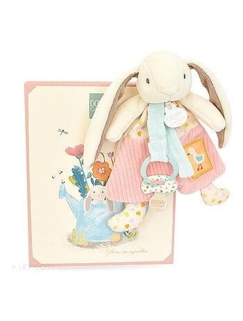 Doudou attache-sucette lapin Ciboulette polyester collection DANS MON JARDIN