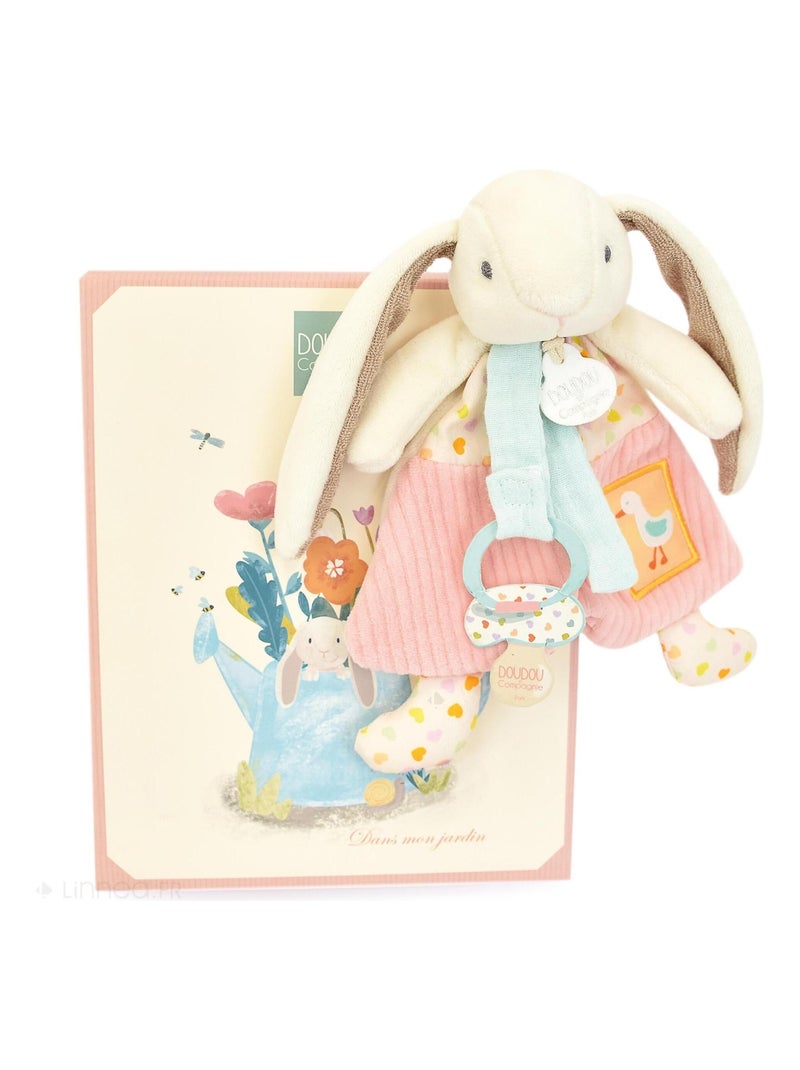 Doudou attache-sucette lapin Ciboulette polyester collection DANS MON JARDIN Multicolore - Kiabi