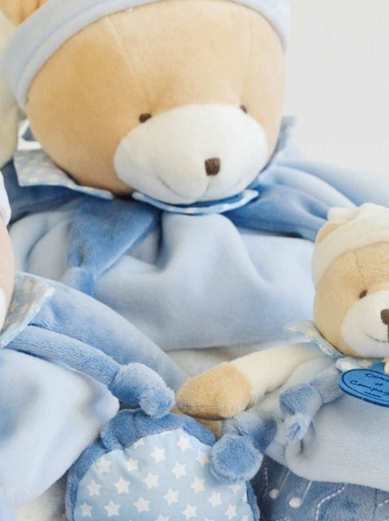 Doudou attache-sucette Ours Petit Chou Bleu - Kiabi