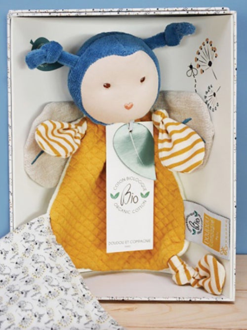 Doudou attache sucette Pollen l'abeille bio - Kiabi