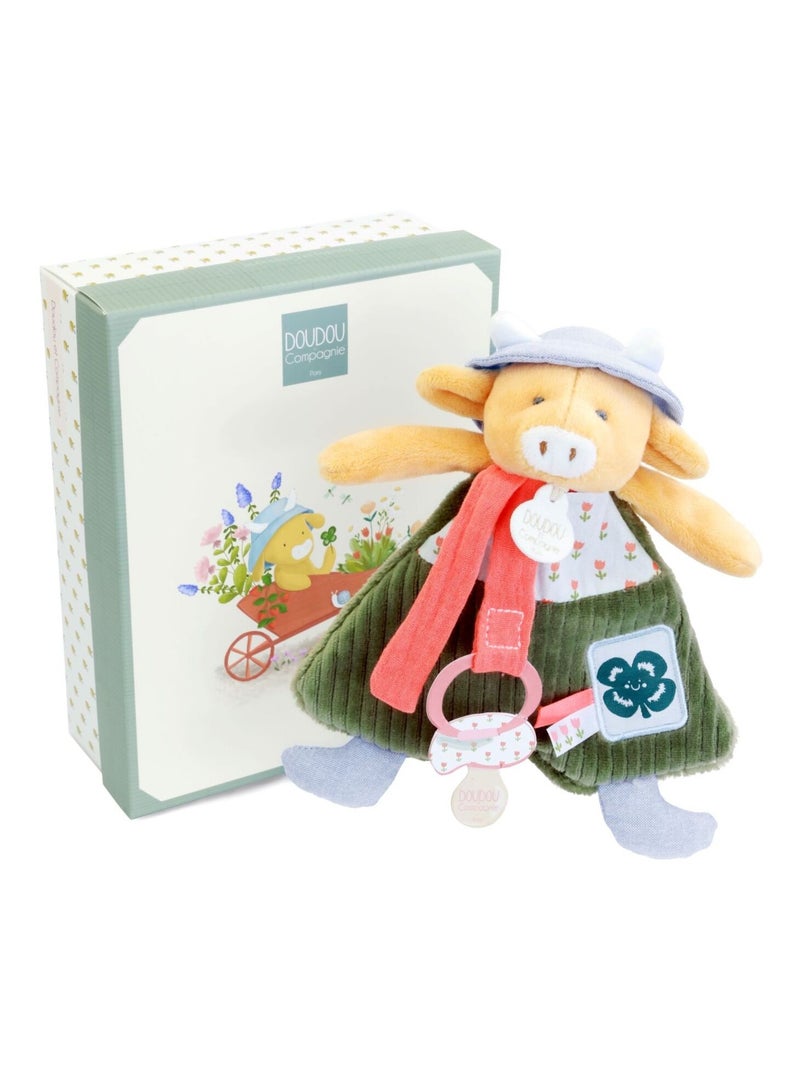 Doudou attache-sucette Vache Aneth 19 cm Vert - Kiabi