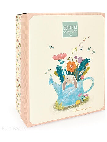 Doudou boîte à musique lapin Ciboulette polyester collection DANS MON JARDIN
