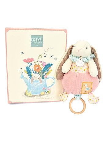 Doudou boîte à musique lapin Ciboulette polyester collection DANS MON JARDIN