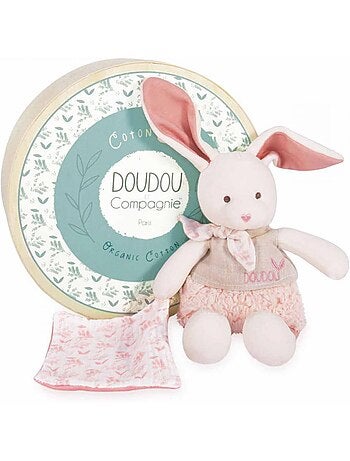 Doudou botanic bio - lapin mm avec doudou rose