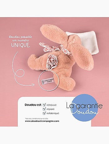 Doudou botanic bio - lapin mm avec doudou rose