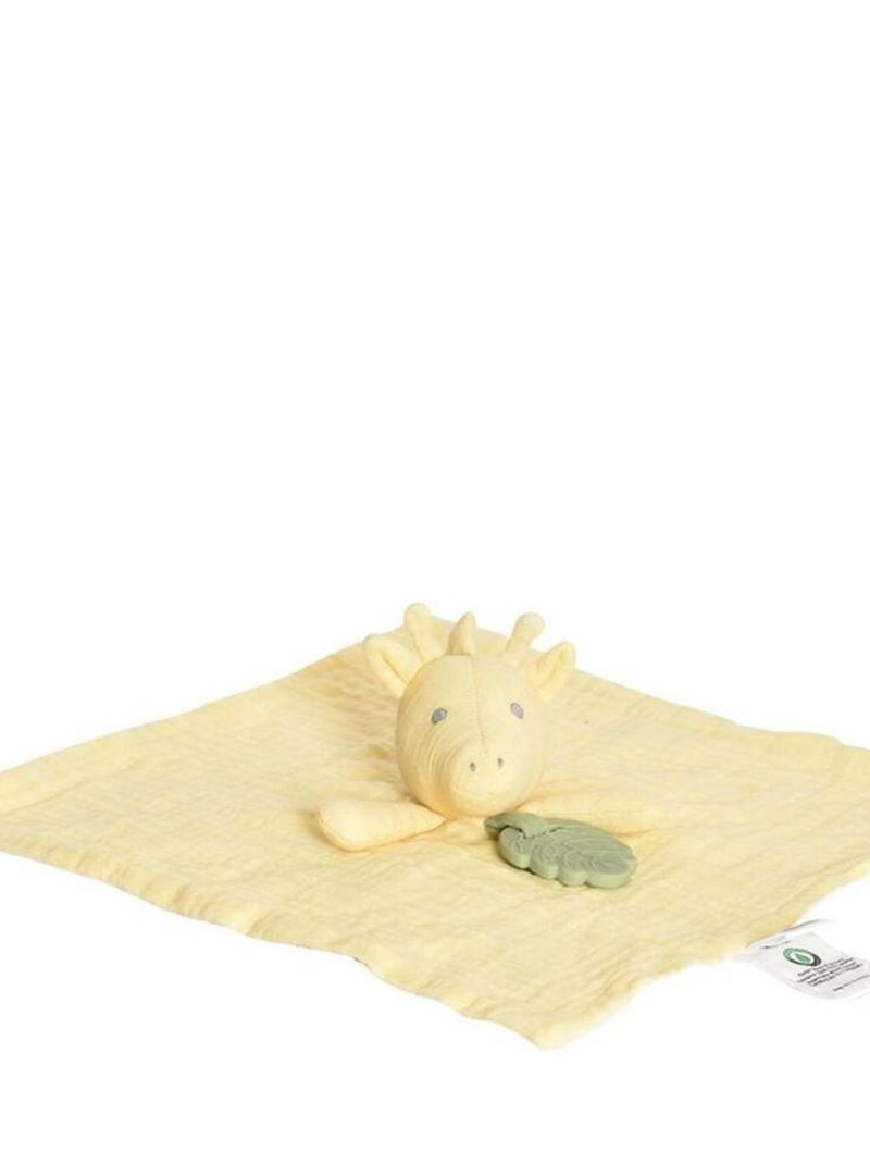 Doudou De Dentition En Coton Bio Girafe Jaune - Kiabi