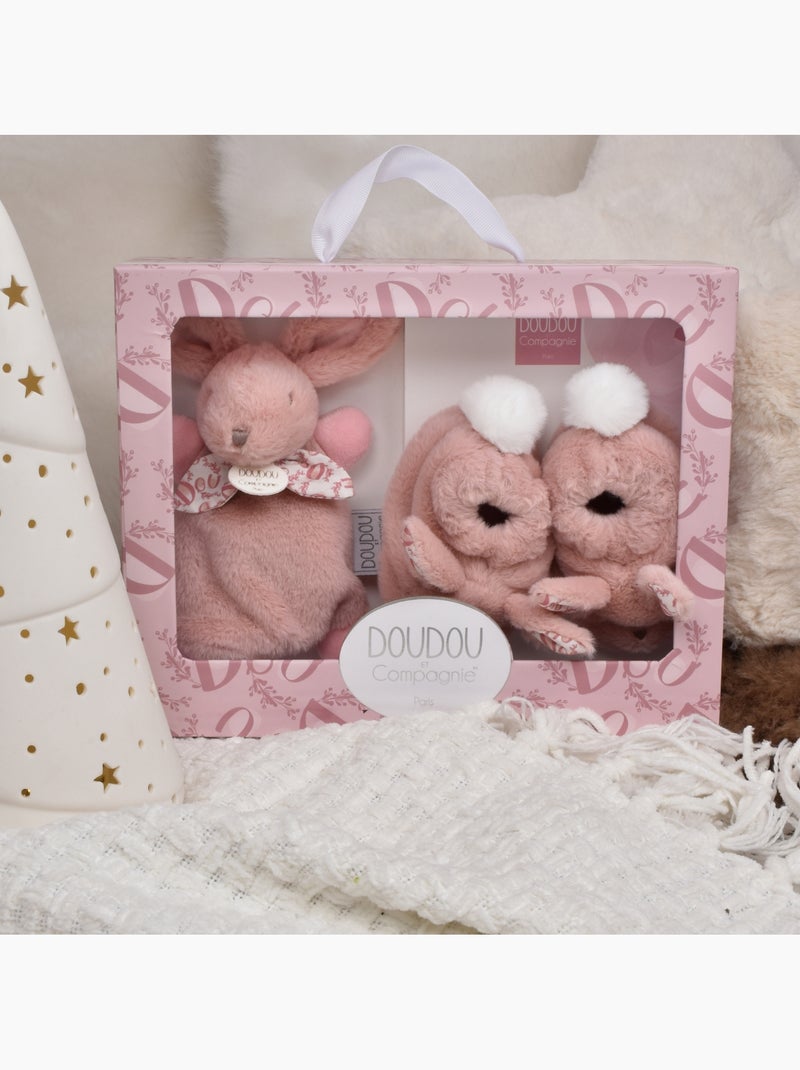 Doudou et Compagnie - Coffret Chaussons et Doudou Rose - Kiabi
